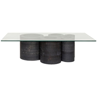 Golyath Coffee Table, Black Stone and Glass