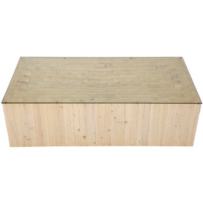Sinking Coffee Table, Bleached with Glass Top