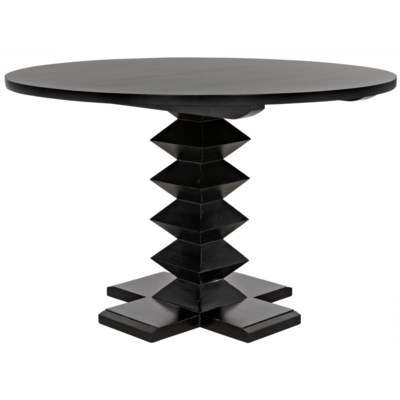 Zig-Zag Base Dining Table, 48", Hand Rubbed Black
