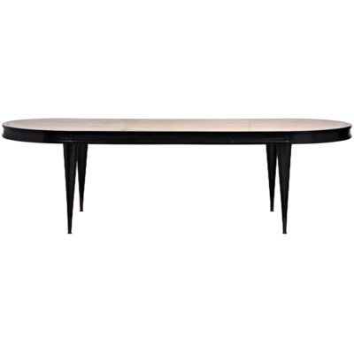 Manolo Dining Table, Hand Rubbed Black with Natural Top