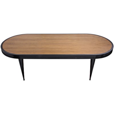 Manolo Dining Table, Hand Rubbed Black with Natural Top