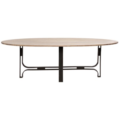 Adrien Oval Table, Washed Walnut, Walnut and Metal