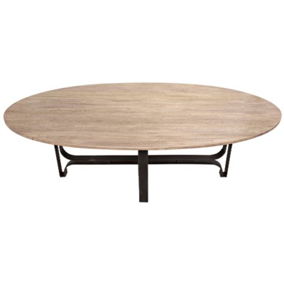 Adrien Oval Table, Washed Walnut, Walnut and Metal