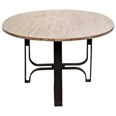 Adrien Oval Table, Washed Walnut, Walnut and Metal