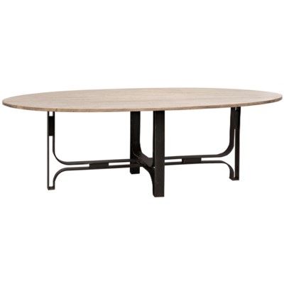Adrien Oval Table, Washed Walnut, Walnut and Metal