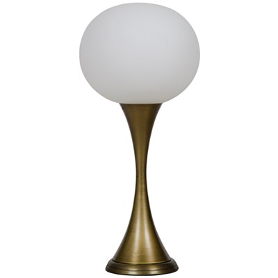 Andrew Lamp, Antique Brass, Metal and Glass