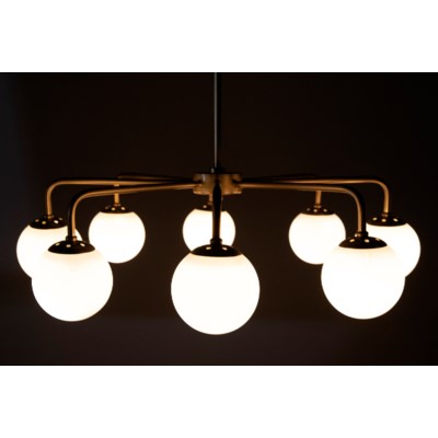 Larenta Chandelier, Antique Brass, Metal and Glass
