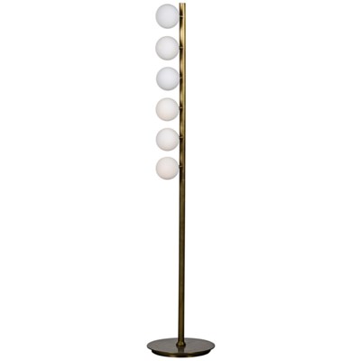 Straight Floor Lamp, Antique Brass, Metal and Glass