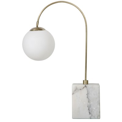 QS Soldity Table Lamp, Antique Brass, Marble and Metal