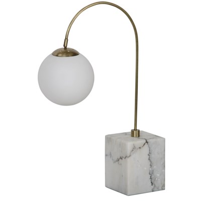 QS Soldity Table Lamp, Antique Brass, Marble and Metal