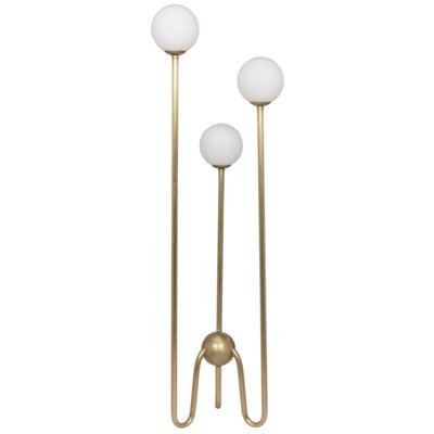 Seafield Floor Lamp, Antique Brass, Metal and Glass