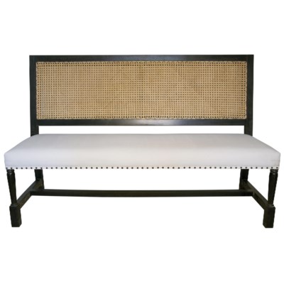 Colonial Caning Bench, Hand Rubbed Black