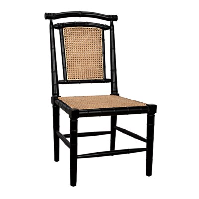 Colonial Bamboo Side Chair, Hand Rubbed Black