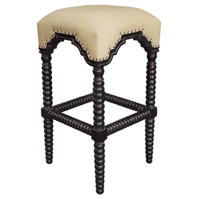QS Abacus Bar Stool, Hand Rubbed Black