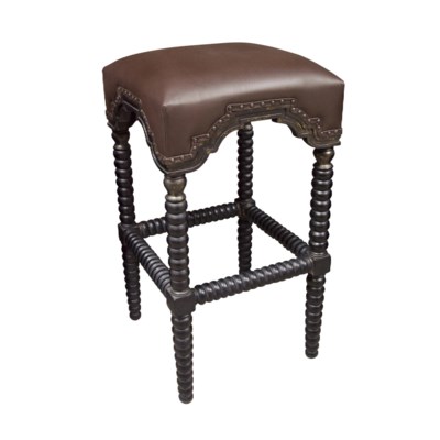 Abacus Bar Stool, Hand Rubbed Black w/ Gold Trim