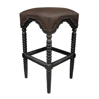 Abacus Bar Stool, Hand Rubbed Black w/ Gold Trim