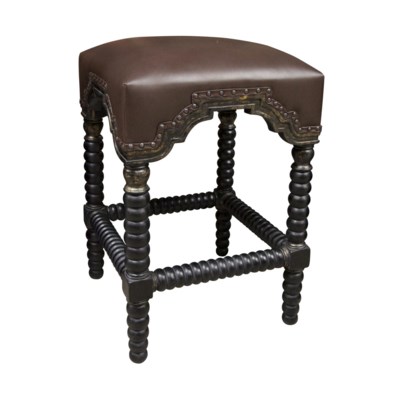 Abacus Counter Stool, Hand Rubbed Black w/ Gold Trim