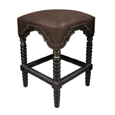 Abacus Counter Stool, Hand Rubbed Black w/ Gold Trim