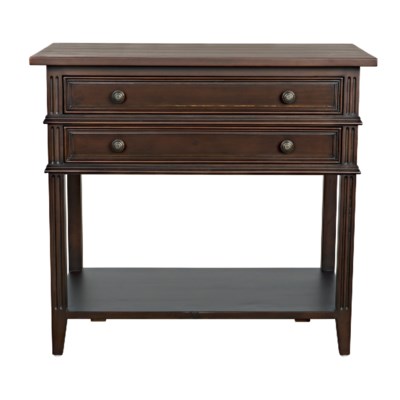 Colonial 2-Drawer Side Table, Distressed Brown