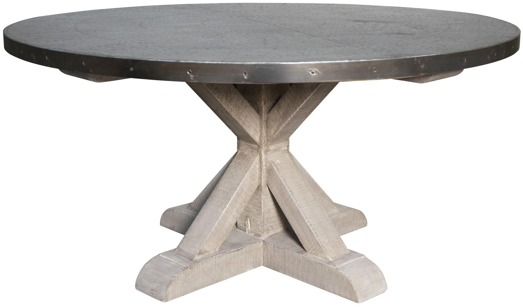 Qs Zinc Round Table With X Base Vintage Dining Tables Noir Image