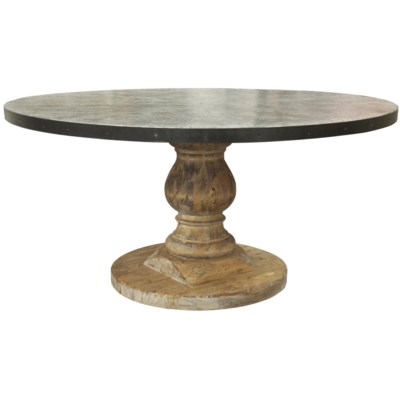 QS Zinc Top Table, Old Wood