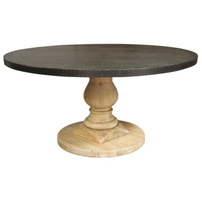 Zinc Top Table, Raw Old Wood